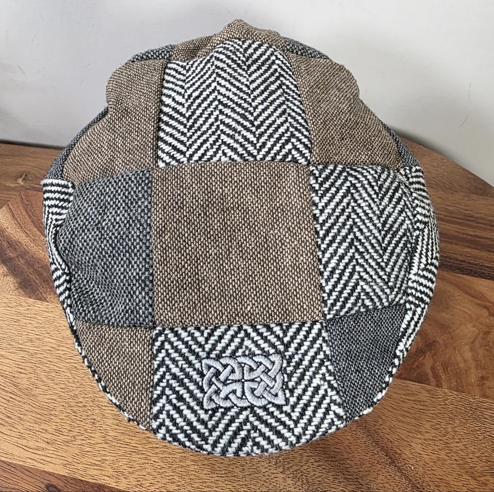 Patrick Francis Kids Irish Patchwork Tweed Flat Cap - Celtic Knot Detail